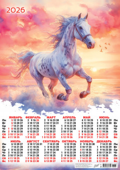 Календарь-плакат А2 2026г "Романтичный скакун" (акварель), ПО-26-076