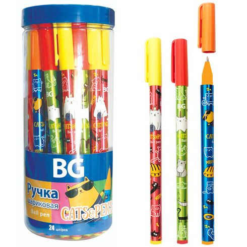 Ручка шариковая 0.7 мм "CATS&PENS", синий, пластиковая туба BG (24/576)