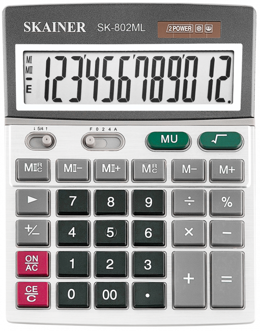 Калькулятор настольный 12-разрядный, большой, серый, размер: 140 x 176 x 45мм. SKAINER/SK-802ML (10) Калькулятор настольный 12-разрядный, большой, серый, размер: 140 x 176 x 45мм. SKAINER/SK-802ML (10)