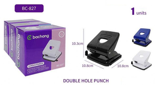 Дырокол 30л, с линейкой, ассорти, Bachang/BC-827 (36)