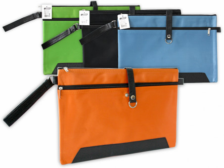 Папка А4 на кнопке с внешним карманом, тканевая, ассорти, Asmar