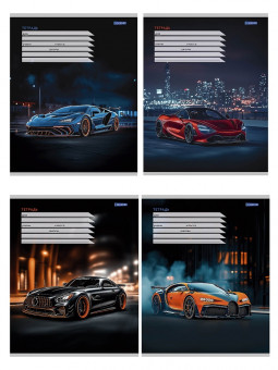 Тетрадь 12 косая линия "Разные автомобили-3" скрепка, Legend/12-4154 (20/240)