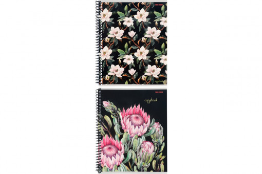 Тетрадь 96 клетка "Флористика на чёрном", на спирале, Проф-Пресс/96-8721 (6/48)