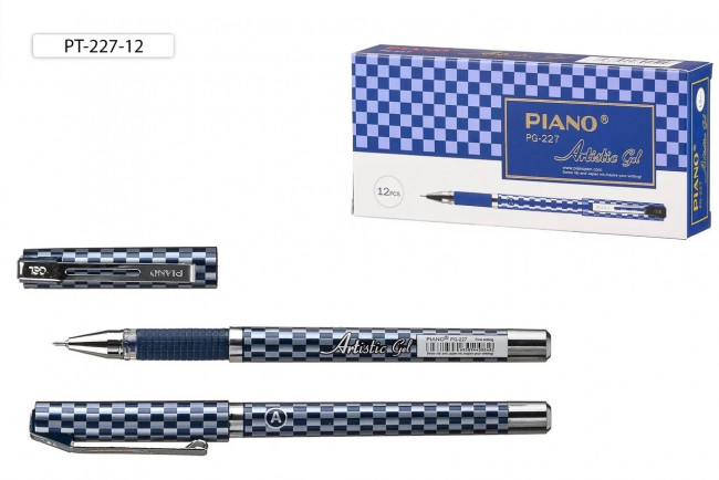 Ручка гелевая синяя 0,5 мм "Artistic Gel" корпус сине-серебристый рисунок-шашки, Piano/PG-227/син (12) Ручка гелевая синяя 0,5 мм "Artistic Gel" корпус сине-серебристый рисунок-шашки, Piano/PG-227/син (12)