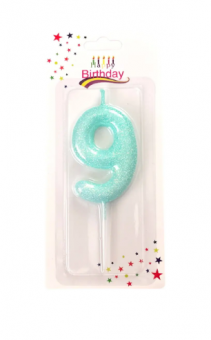 Свеча для торта "Цифра 9" бирюзовая, Магистр/MAG-6/221353-9 (12)
