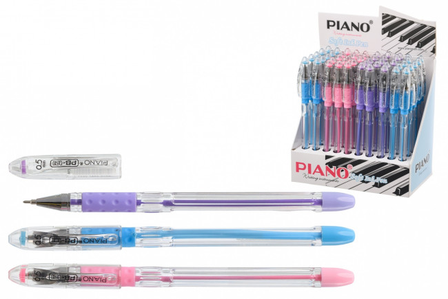 Ручка шариковая 0,5мм синяя "Piano Soft Ink Pen", на масляной основе, прозрачный корпус ассорти, PIANO/PB-121-50 (50)