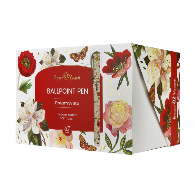 Ручка шариковая 0,7мм синяя "DreamWrite. Flora. Bloom flowers", три вида ассорти, BV/20-0264/15 (24)