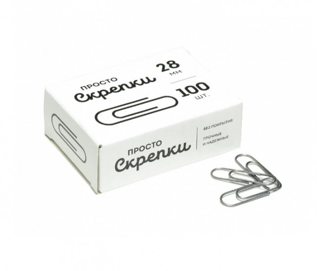 Скрепки канцелярские L28 мм, 100 шт. С28-100, Globus