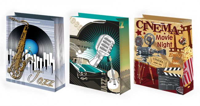 Пакет подарочный 22х31х10см "Музыкальные" матовая ламинация, Микрос/Ч53371 (12)