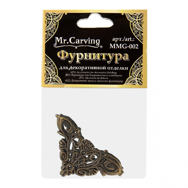 Фурнитура для шкатулок "накладка", 3.5 х3.5см, бронза, 4шт, Mr. Carving/MMG-002