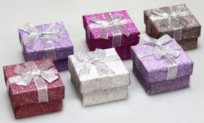 Коробка под ювел. (бархат.блеск с бантом) 5х5х3,5см 10031-2