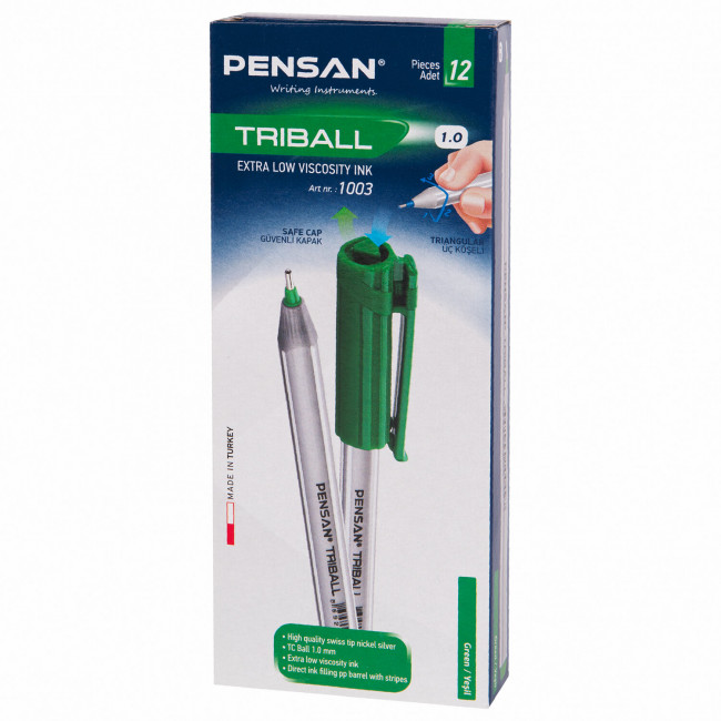 Ручка шариковая зеленая 1,0мм "Triball", PENSAN/1003ЗЕЛ (12) Ручка шариковая зеленая 1,0мм "Triball", PENSAN/1003ЗЕЛ (12)