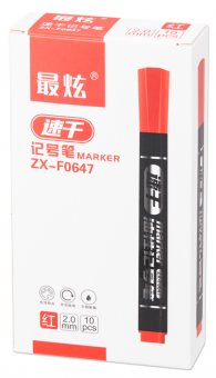 Маркер перманентный 2 мм, пулевидный, красный ZUIXUA/ZXF0647-red (10)