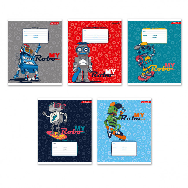 Тетрадь 12 клетка "Весёлые роботы" скрепка, Светоч (25/100) Тетрадь 12 клетка "Весёлые роботы" скрепка, Светоч (25/100)