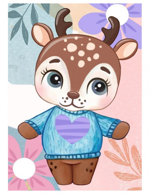 Алмазная мозаика 30*40 "Оленяша", полная выкладка, MOD011