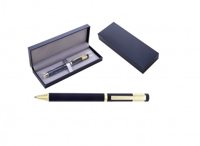 Ручка шариковая с поворотным механизмом FORTIS G, СИНЯЯ, пулевидный пиш.узел 0,7 мм, сменный стержень 98 мм типа Parker, корпус металлический, подарочная упаковка