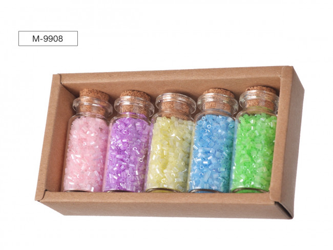 Набор бисера № 1, 5 цветов x 13 г, стеклянная колба / картонная коробка Набор бисера № 1, 5 цветов x 13 г, стеклянная колба / картонная коробка
