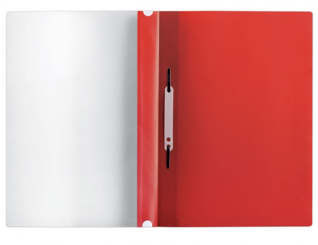 Скоросшиватель А4 140/180мкм пластиковый с перфорацией, красный, BRAUBERG/226582 (10)