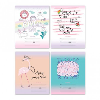 Тетрадь 12 клетка "Study cute" скрепка (ассорти), BG/Т5ск12 8615 (16/160)