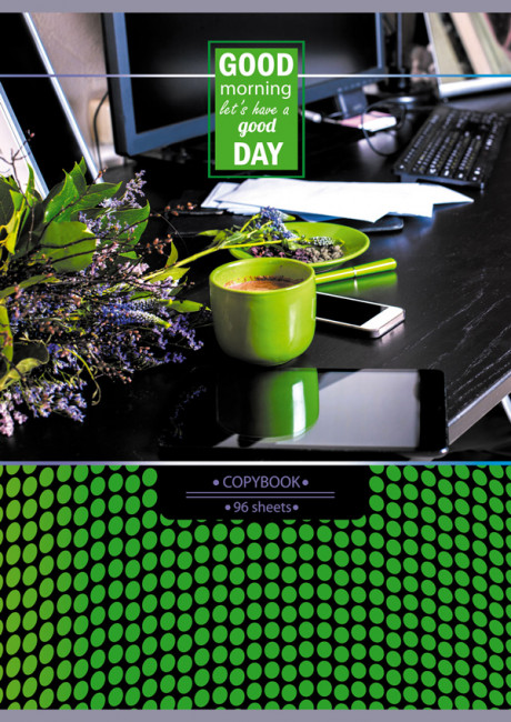 Тетрадь для записей 96л. А4 в клетку "Good morning" (евроспираль) ламинация (BG) Тетрадь для записей 96л. А4 в клетку "Good morning" (евроспираль) ламинация (BG)