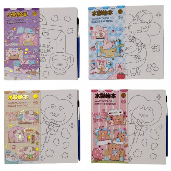 Раскраска "Cute anime" с красками,кисточка. Формат: 15*15см 20л+2л, MAYLOTT/2321 (24/216)