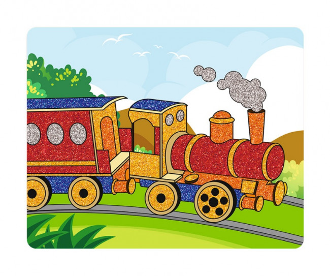 Набор для творчества "Паровозик" 20 x 25 см Аппликация блёстками, №01 Hobbius