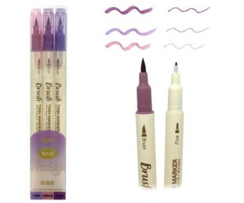 Скетч-маркеры BRUSH 3 цв. DS-12 Винтажные двусторонние (кисть+линер) фиолетовые DS-302E (1/24/72) Скетч-маркеры BRUSH 3 цв. DS-12 Винтажные двусторонние (кисть+линер) фиолетовые DS-302E (1/24/72)