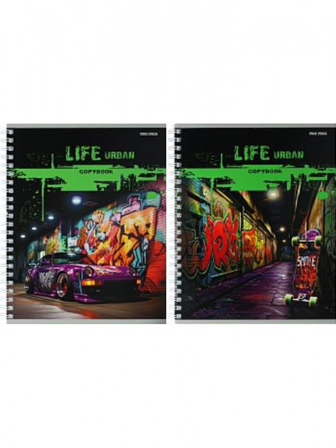Тетрадь 96 клетка "Яркие граффити-1", на гребне, Проф-Пресс/96-8427 (6/48)