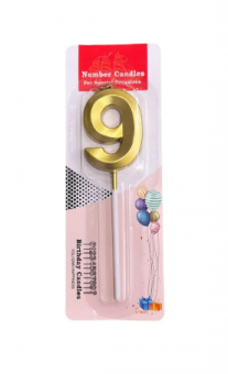 Свеча для торта "Цифра 9" Золотой стиль, Магистр/MAG-Зст221319-9 (50)