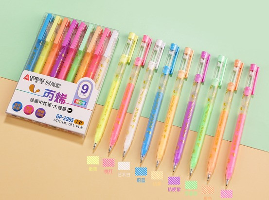 Набор акриловых ручек 9 цв., GP-2955 (16/144) Набор акриловых ручек 9 цв., GP-2955 (16/144)