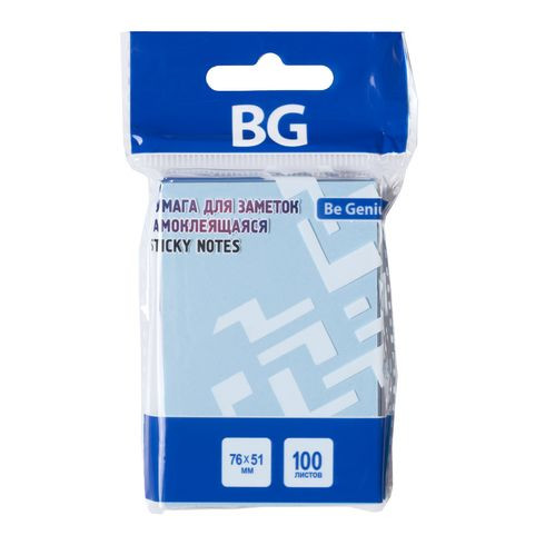 Бумага для заметок, 7,6*5,1 см, 100 л., самоклеящаяся, голубая ПАСТЕЛЬ, европодвес,BG (12/576)