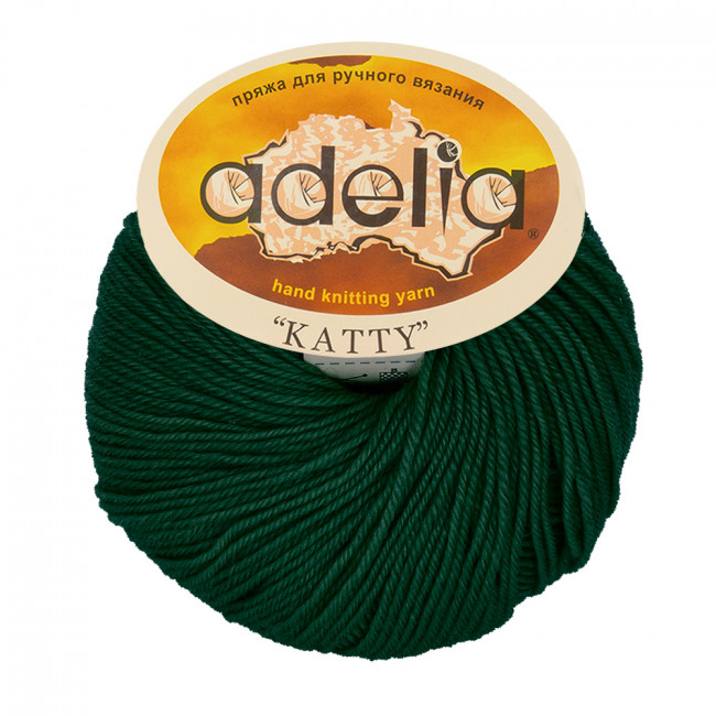 Пряжа ADELIA "KATTY"   100% шерсть     50 г  150 м ± 10 м №14 т.зеленый (10)