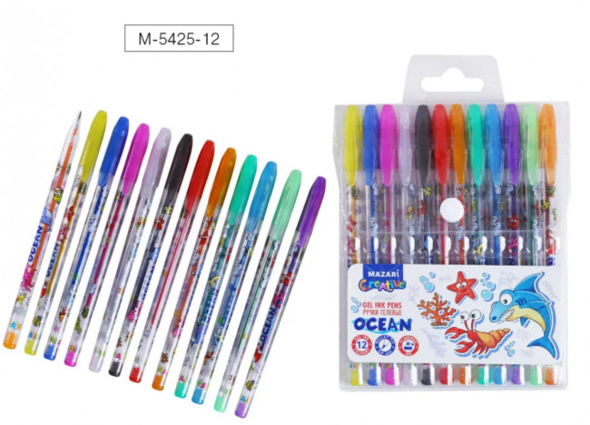 Набор ручек гелевых 0,9мм 12цв M-5425-12 "Ocean"с блёстками, с ароматизированными чернилами, Mazari (20) Набор ручек гелевых 0,9мм 12цв M-5425-12 "Ocean"с блёстками, с ароматизированными чернилами, Mazari (20)