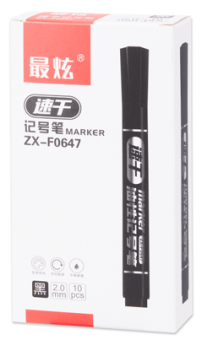 Маркер перманентный 2 мм., пулевидный, черный ZUIXUA/ZXF0647-Black (10)