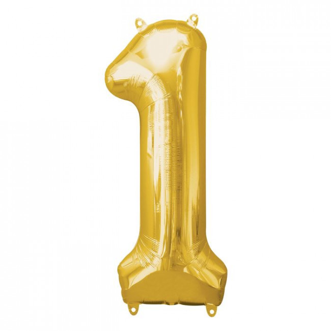 Шар ЦИФРА 1 28" золотой /Gold /70 см/К