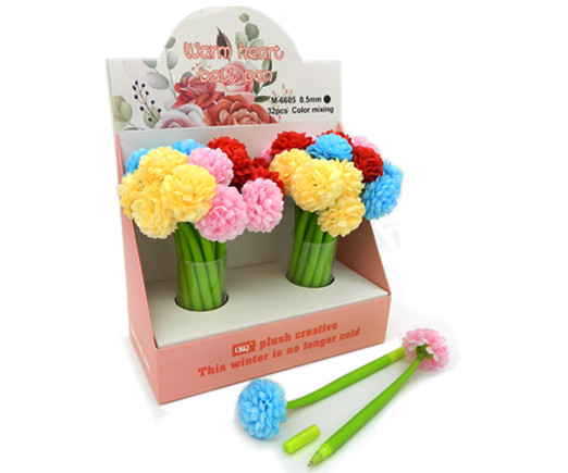 Ручка фигурная шариковая CO-13 "Прекрасный цветок" (син) 0,5мм, прорезиненный корпус, цвет в ассортименте, в к/кор №M-6605 (32/960)