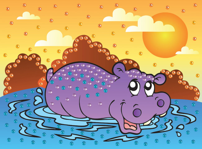 Мозаика 19.5 x 26.5см "Бегемотик", Hobbius/MDS-05 №03 Мозаика 19.5 x 26.5см "Бегемотик", Hobbius/MDS-05 №03