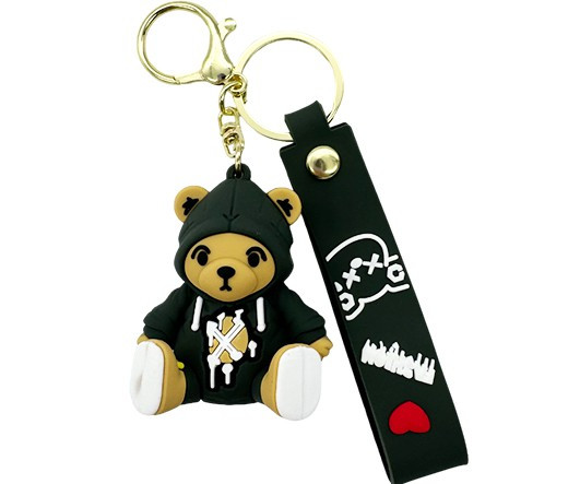 Брелок для ключей DE-249 "Мишка" резиновая фигурка 6см, с кольцом и карабином (1/300)