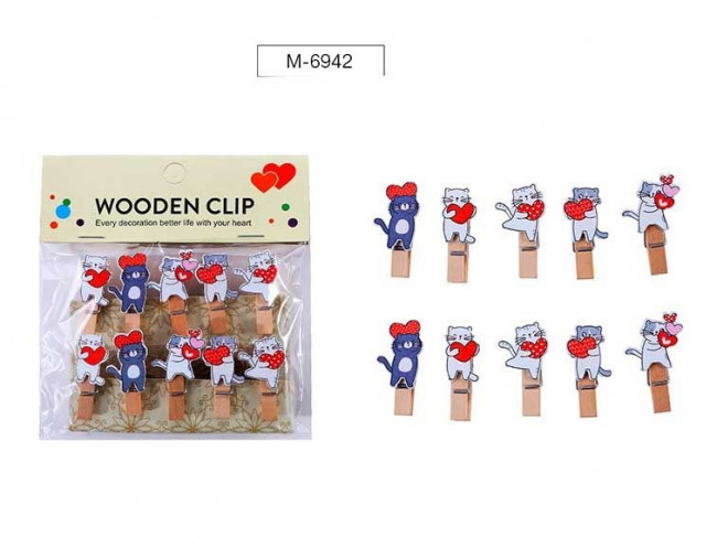 Прищепки 3.5х0.7см декоративные, деревянные "Cats", 10 шт, Mazari/M-6942 (10) Прищепки 3.5х0.7см декоративные, деревянные "Cats", 10 шт, Mazari/M-6942 (10)