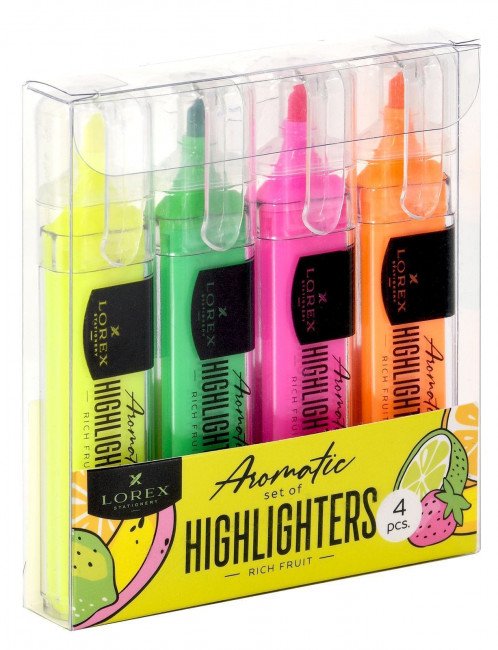 Набор текстмаркеров 1-3,5 мм, скошенный, aromatic, 4шт, LOREX/LXTMA-RF4