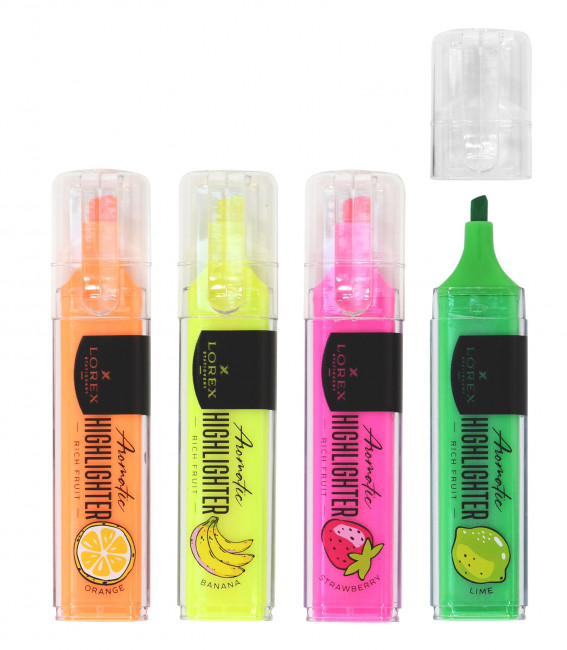 Набор текстмаркеров 1-3,5 мм, скошенный, aromatic, 4шт, LOREX/LXTMA-RF4