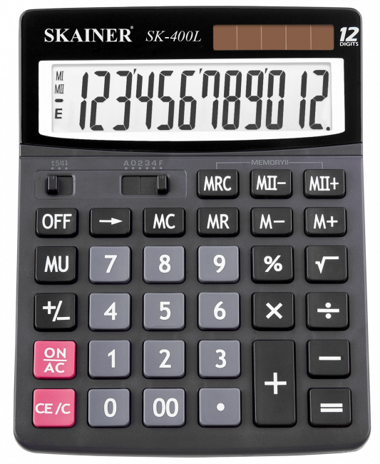 Калькулятор настольный 12-разрядный, большой,черный, размер: 157 x 200 x 32 мм (Skainer) (10)