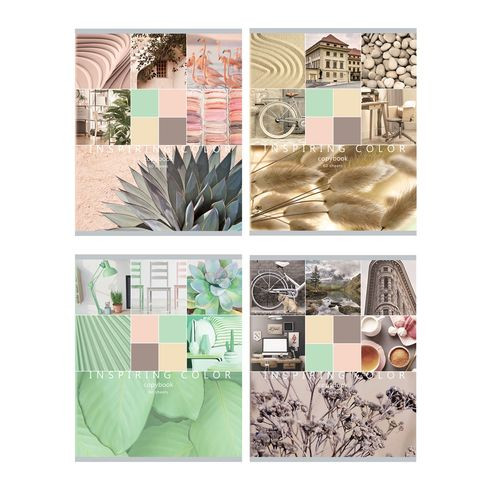 Тетрадь общая А5 скоба 60л. клетка "Inspiring color" (ассорти)