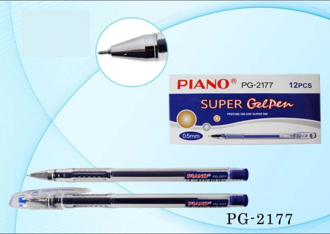 Гелевая ручка: "Piano SUPER Gelpen ", прозрачный корпус, игольчатый наконечник цвет чернил-синий.,0,5 mm.