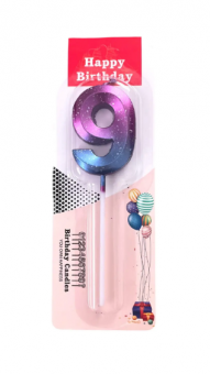 Свеча для торта "Цифра 9" фиолетово-голубая, Магистр/MAG-фг221321-9 (50)