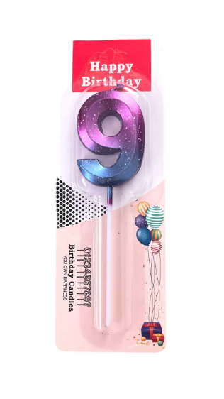 Свеча для торта "Цифра 9" фиолетово-голубая, Магистр/MAG-фг221321-9 (50)