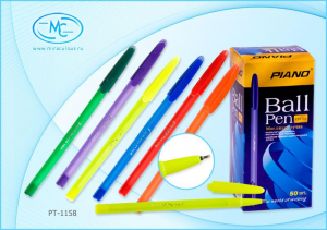 Ручка шариковая синяя 1,0мм "Ball Pen" на масляной основе, полупрозрачный ассорти корпус, PIANO (50)