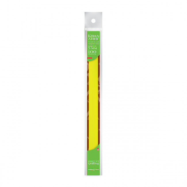 Бумага для квиллинга 5мм, 120г/м2, 100 полос, желтая, BV/2-080/01
