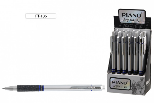 Авторучка шариковая 0,5мм синяя, с чернилами на масляной основе, PT-186/PIANO (24) Авторучка шариковая 0,5мм синяя, с чернилами на масляной основе, PT-186/PIANO (24)