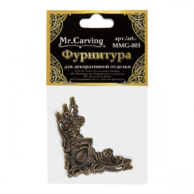 Фурнитура для шкатулок "накладка", 4 х4см, бронза, 4шт, Mr. Carving/MMG-003